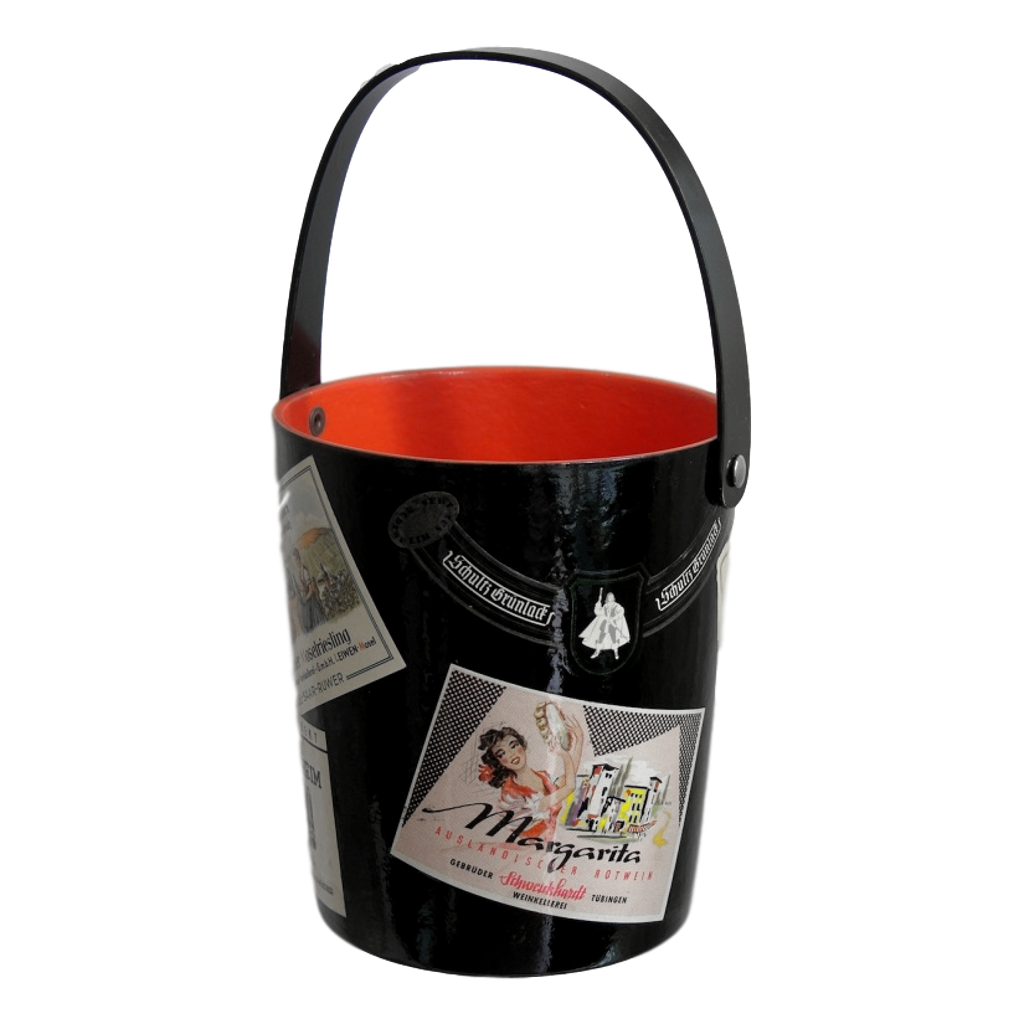 1950s Black and Red Lacquered Barware Ice Bucket - Cosulich Interiors & Antiques