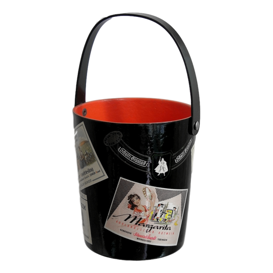 1950s Black and Red Lacquered Barware Ice Bucket - Cosulich Interiors & Antiques