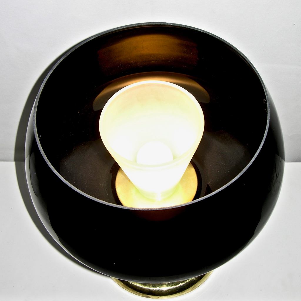 Seguso Vetri d'Arte Italian Grand Pair of Brass & Black Murano Glass Lamps - Cosulich Interiors & Antiques