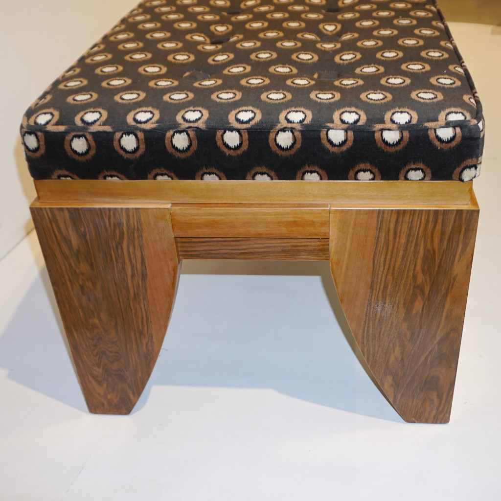 Smania 1970s Vintage Italian Brown and White Modern Design Bench in Solid Walnut - Cosulich Interiors & Antiques