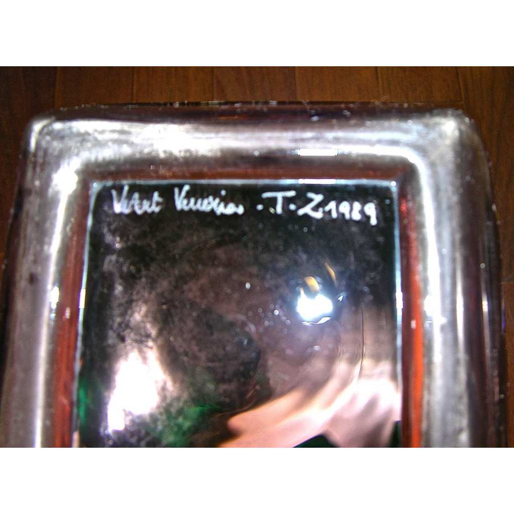 1980s Toni Zuccheri for Venini Green and Orange Murano Glass Vase - Cosulich Interiors & Antiques