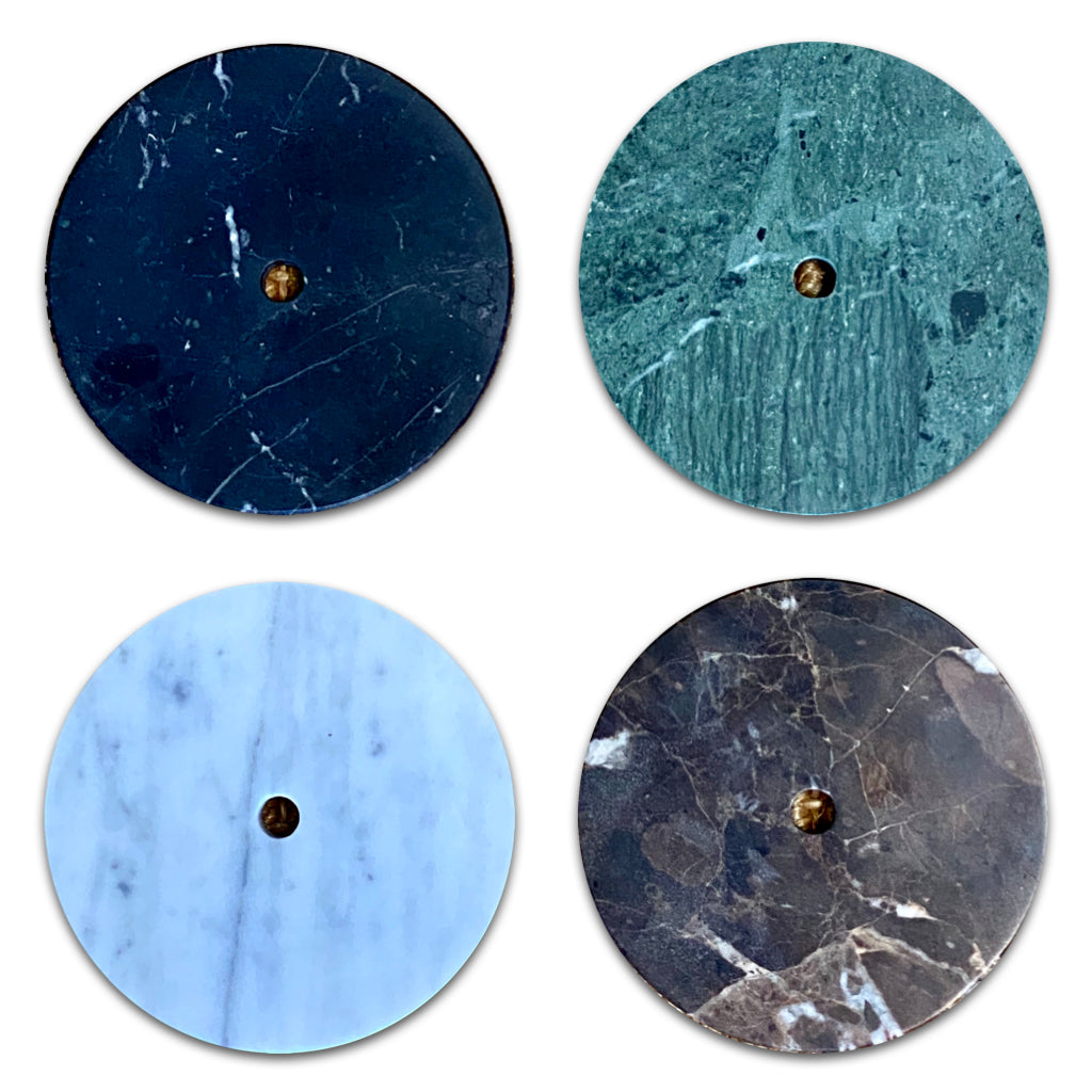 Bespoke Italian Minimalist Brown Marble Satin Brass Vertical / Horizontal Sconce