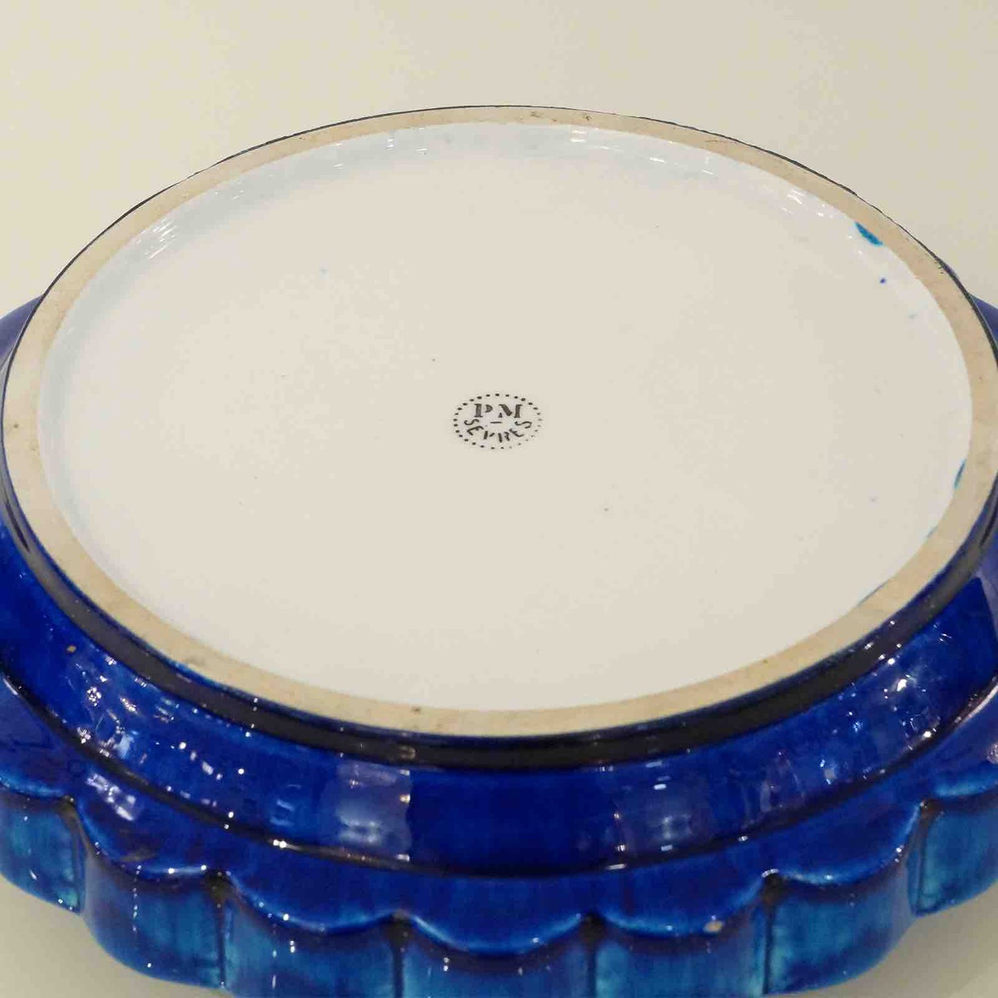 French Art Nouveau Paul Milet Sevres Ceramic Flower Wrought Iron Turquoise Bowl