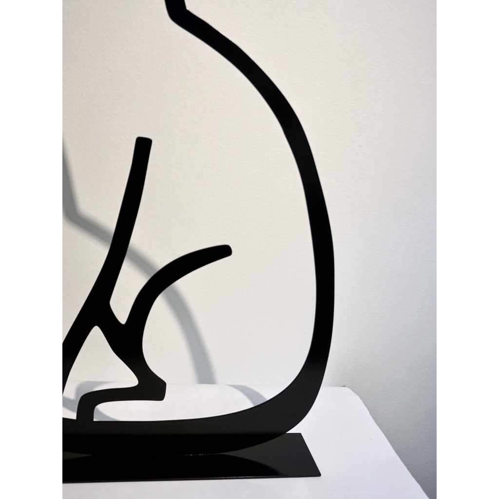 1980 Italian Minimalist Design Black Lacquered Iron Panther Silhouette Sculpture - Cosulich Interiors & Antiques