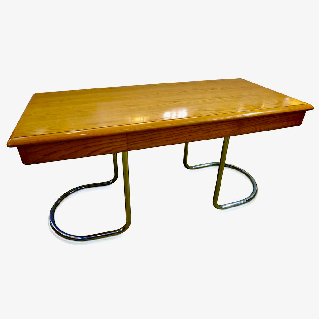 1970s Italian Vintage Curved Nickel Legs 3-Drawer Ash Tree