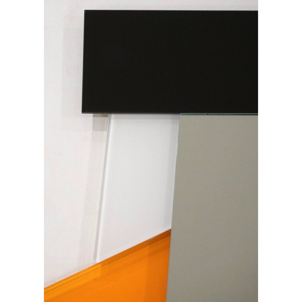 Ettore Sottsass 2007 Geometric Prism Black White Orange Mirror for Glas Italia - Cosulich Interiors & Antiques