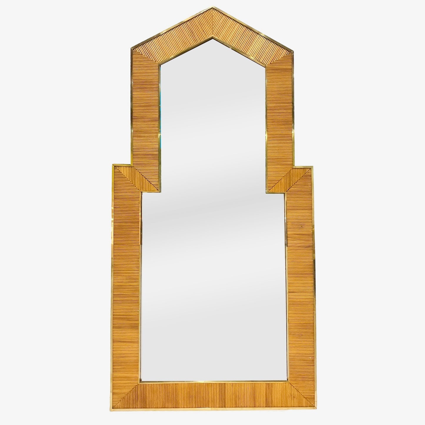 Italian Gabriella Crespi Style Midcentury Design Full Length Wood Floor Mirror