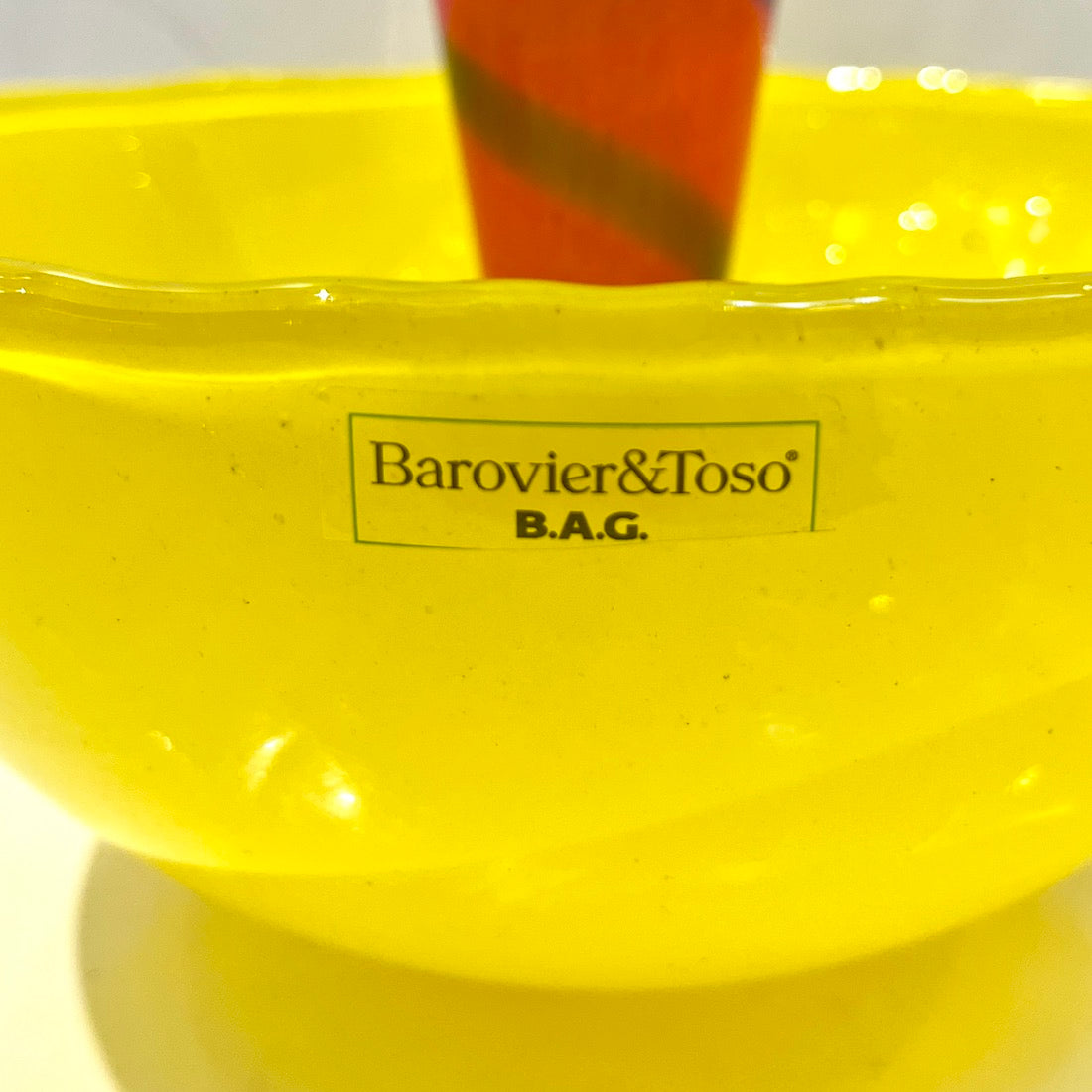 1990s Barovier Toso Yellow Red Murano Glass Multi Functional Bowl with Vase
