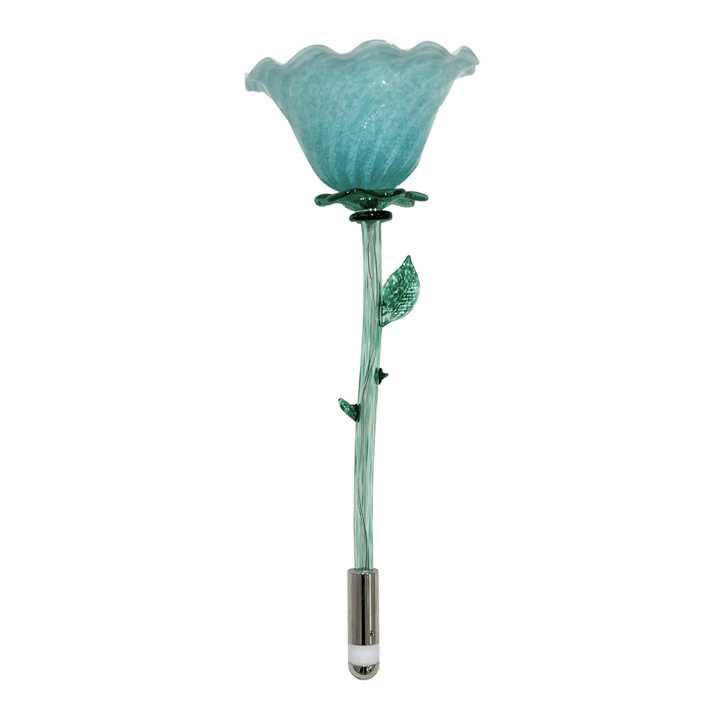 Italian Design Modern Aquamarine Green Art Glass Lit Flower Vase/Table Lamp