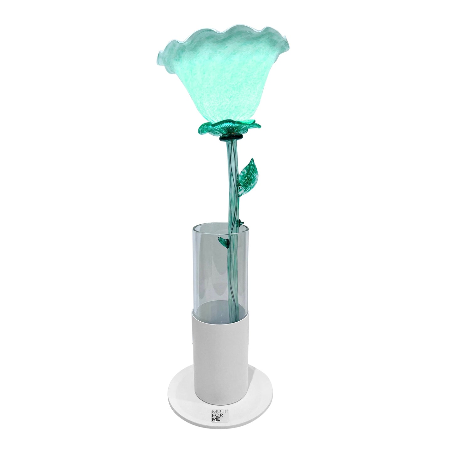 Italian Design Modern Aquamarine Green Art Glass Lit Flower Vase/Table Lamp