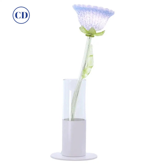 Italian Design Modern Periwinkle Purple Blue Glass Lit Flower Vase/Table Lamp