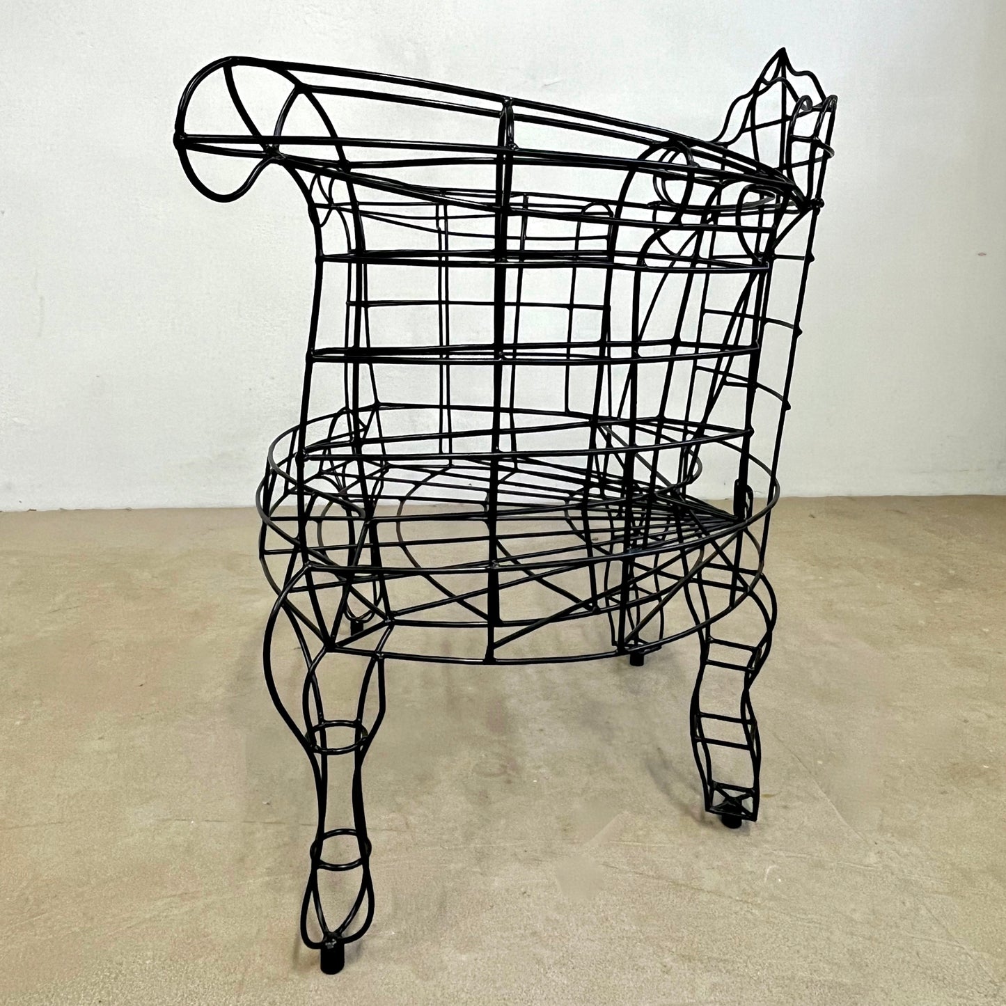 Spazzapan Italian Post-Modern Pop Art Black Metal Armchair And Fabric Seat Cover