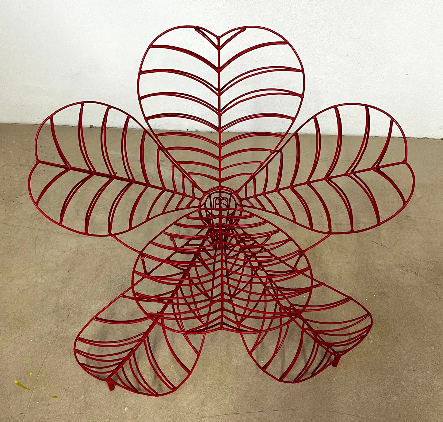 Spazzapan Italian Post-Modern Pop Art Red Metal Flower Sculpture Armchair