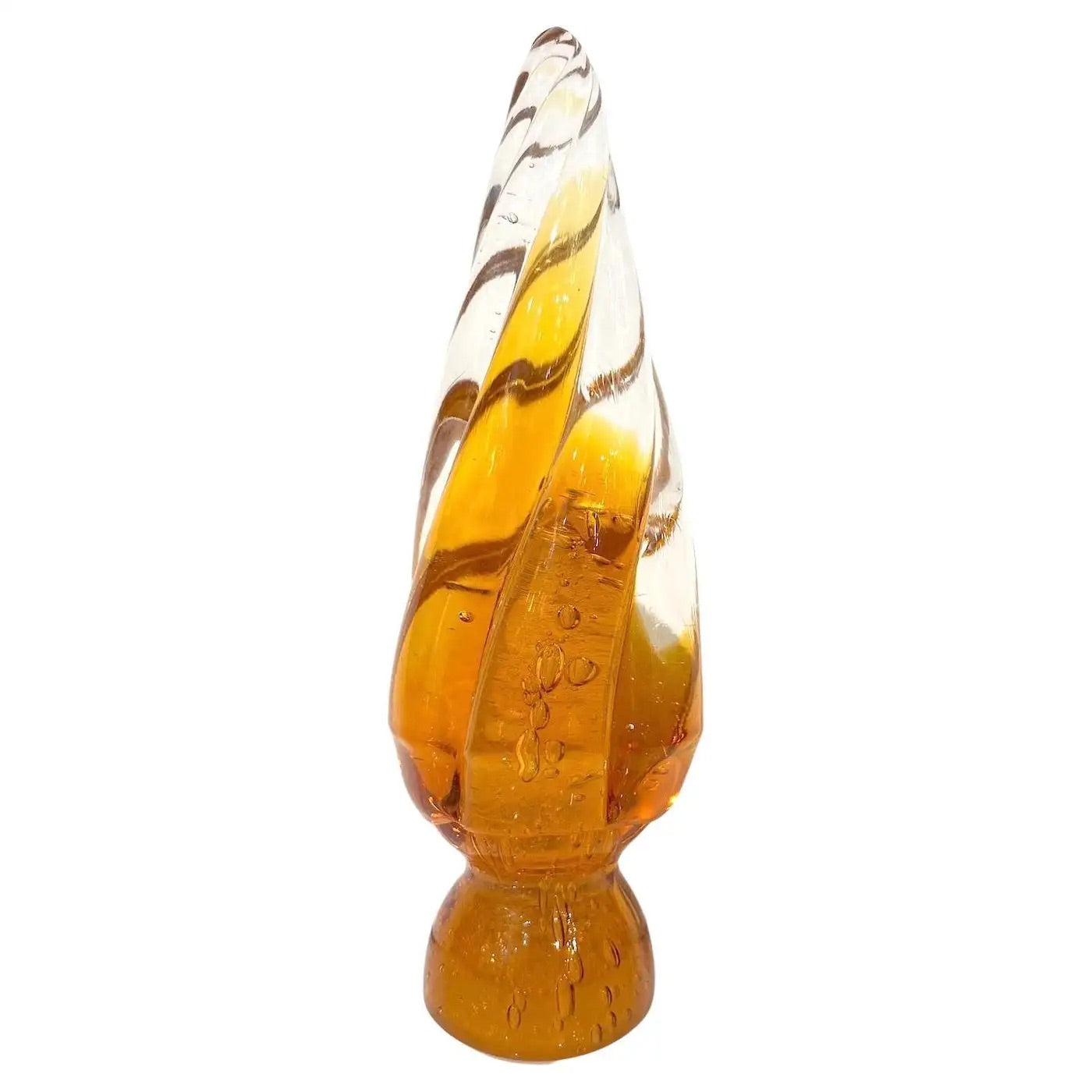 Formia Italian Vintage Amber Gold Crystal Murano Glass Christmas Tree Sculpture