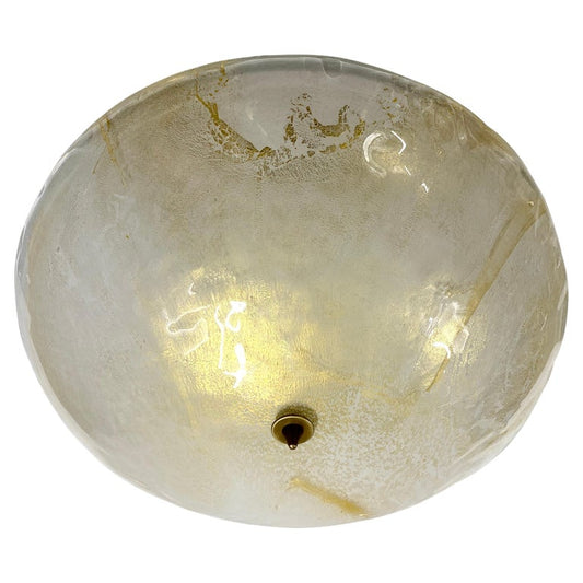 Italian Gold Frosted Crystal Murano Glass Bronze Round Flush Mount /Pendant