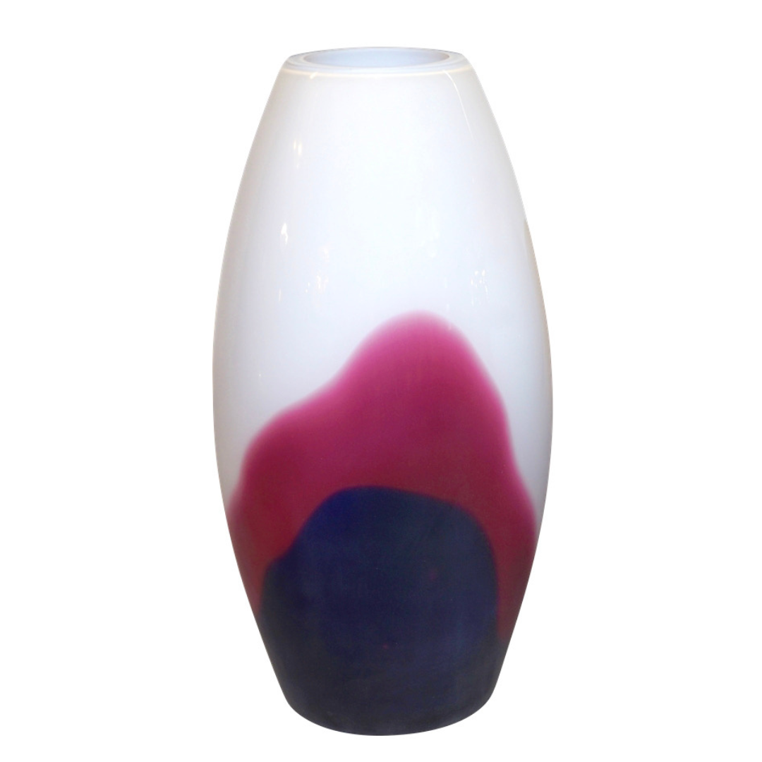 Formia 1980 Italian Vintage Purple Blue White Murano Glass Sleek Design Vases