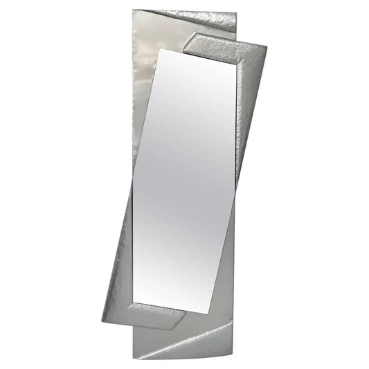 1970s Italian Vintage Post Modern Minimalist Design Aluminum Full Length Mirror