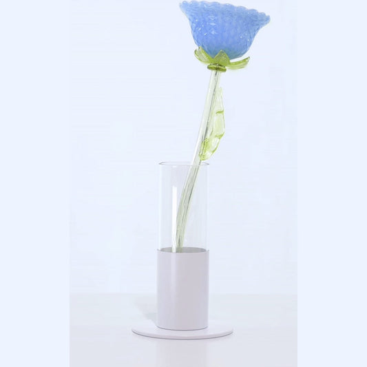 Italian Design Modern Periwinkle Purple Blue Glass Lit Flower Vase/Table Lamp