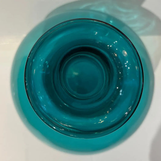 1980s Italian Tall Bright Colorful Light Blue Amber Murano Glass Modern Bottle