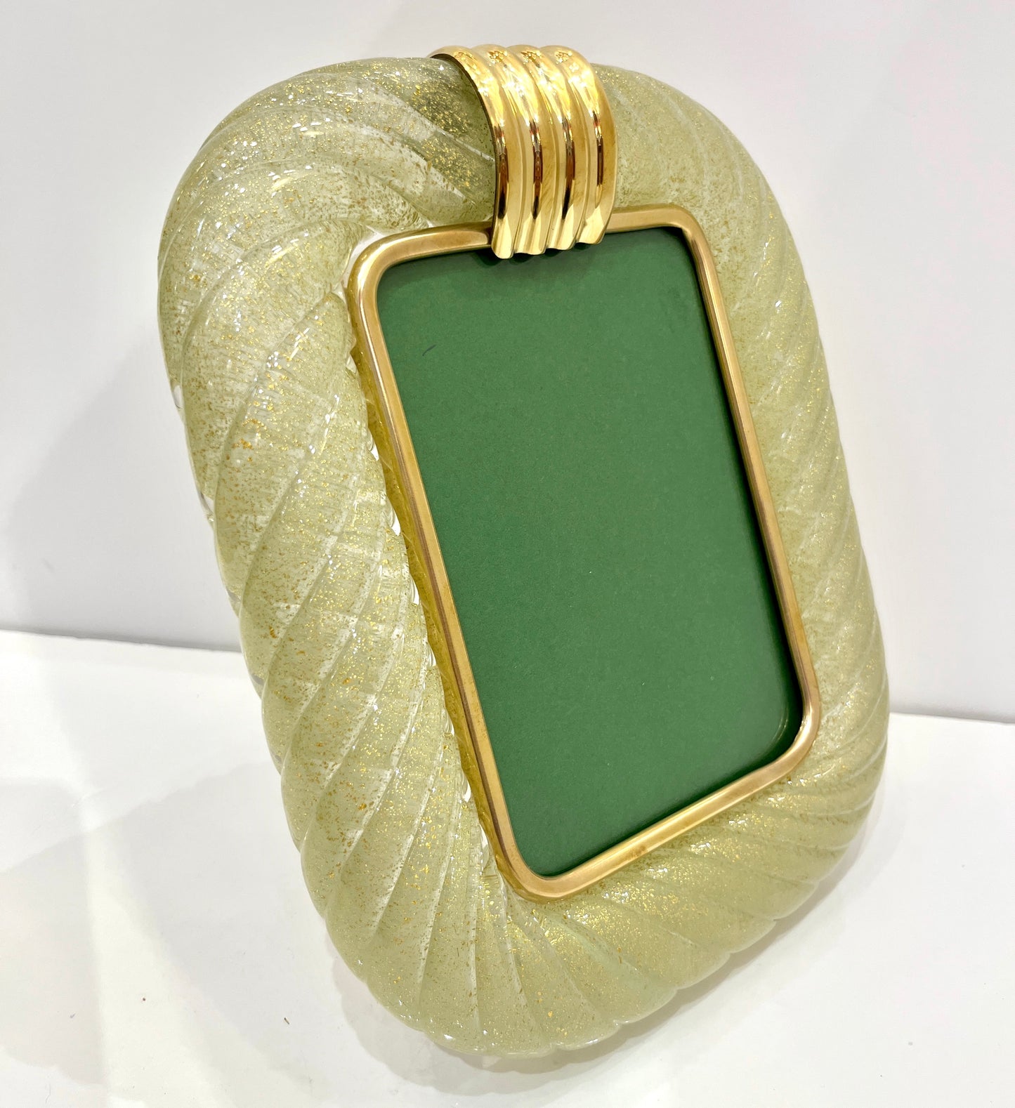 Barovier Toso Contemporary 24 Kt Gold Chartreuse Murano Glass Photo Frame