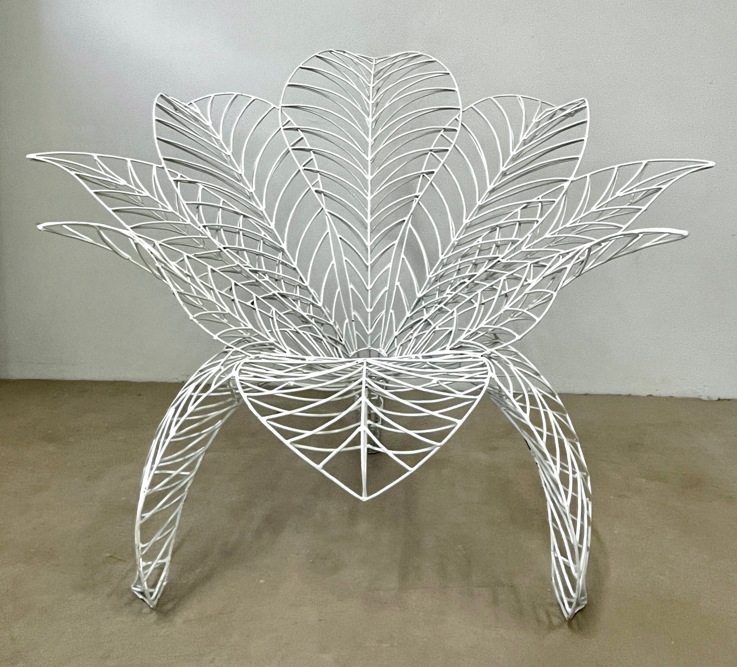 Spazzapan Italian Post-Modern Pop Art White Flower Metal Sculpture Armchair