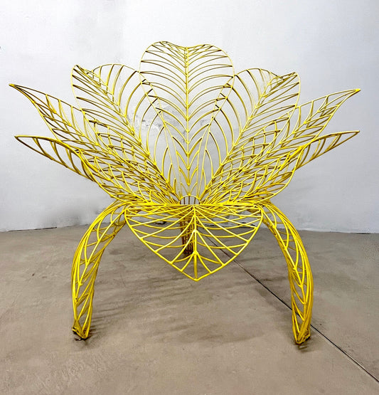 Spazzapan Italian Post-Modern Pop Art Yellow Flower Metal Sculpture Armchair