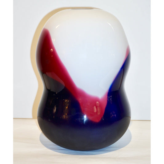 Formia 1980 Italian Vintage Purple Blue White Murano Glass Organic Design Vase