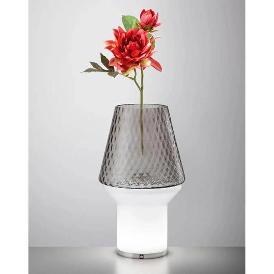 Italian Modern Wireless Dimmable White Gray Glass Portable Table Lamp/Lit Vase