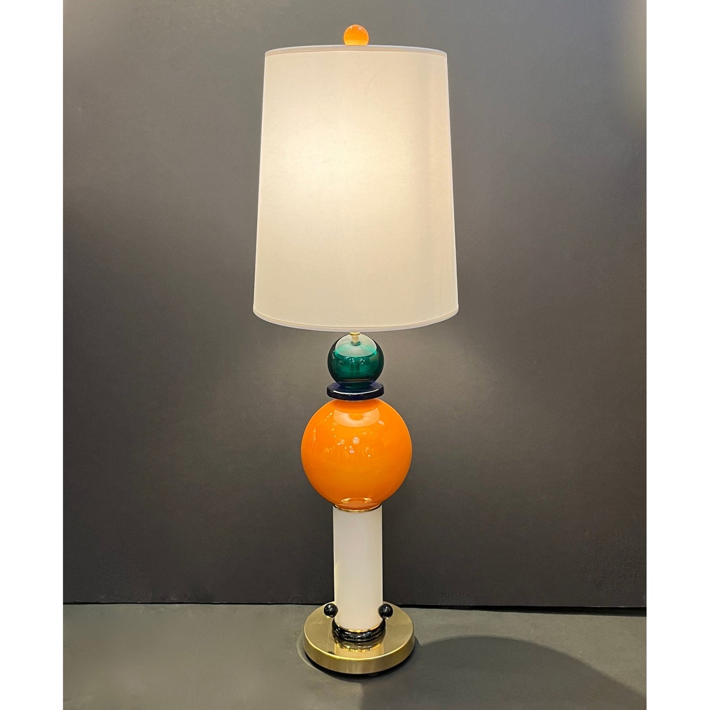 Postmodern Italian Memphis Style Green Blue White Orange Murano Glass Lamps