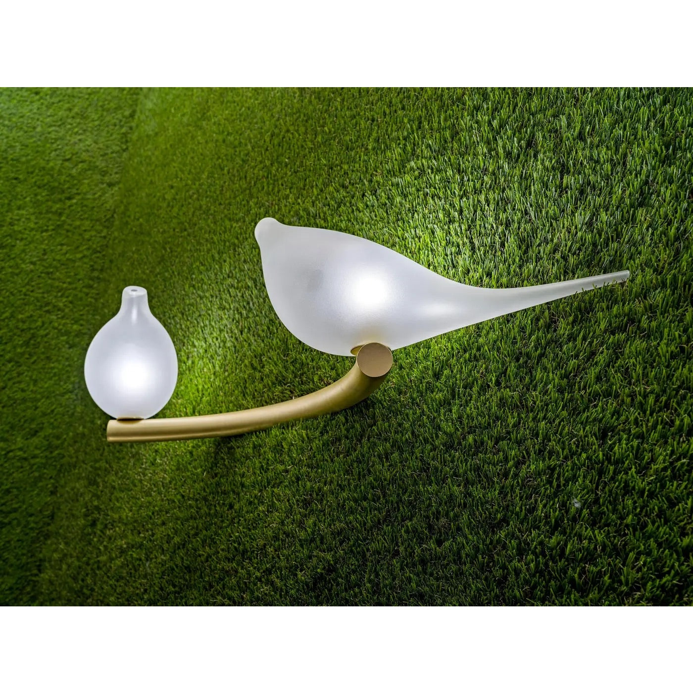 Multiforme for Cosulich Italian Organic Frosted Glass Bird Satin Gold Sconce