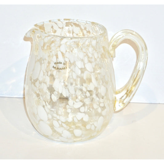 Italian Mottled Murano Glass Modern Pitcher Jug with White Murrine