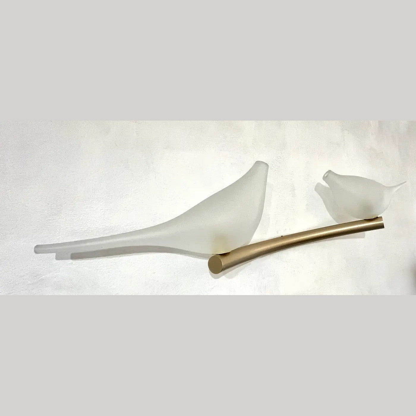 Multiforme for Cosulich Italian Organic Frosted Glass Bird Satin Gold Sconce