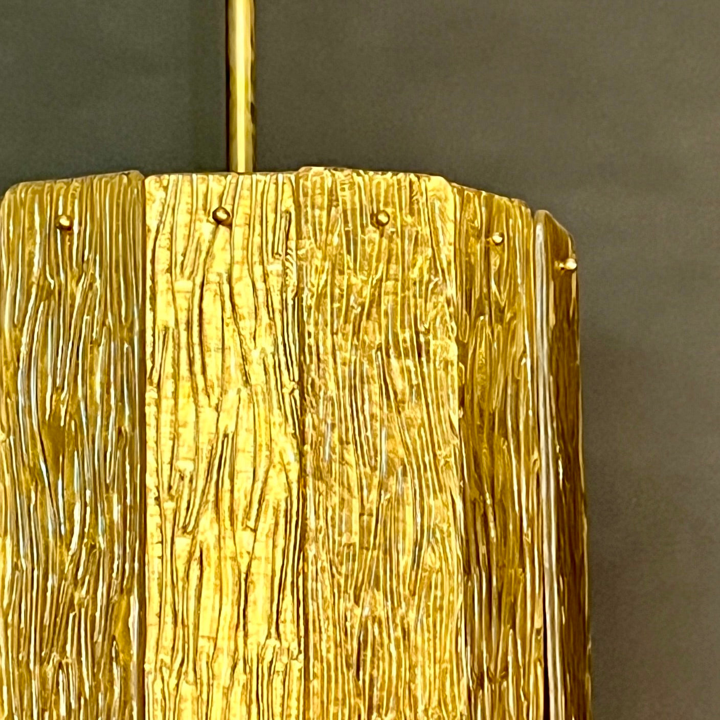Bespoke Modern Art Deco Italian Gold Murano Glass Brass Lantern / Chandelier