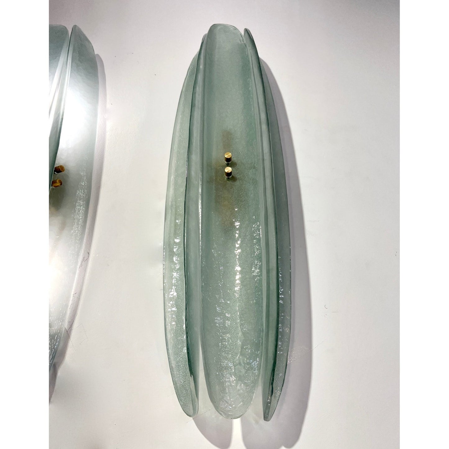 Contemporary Fontana Arte Style Aqua Green Blue Murano Glass Flame Wall Lights