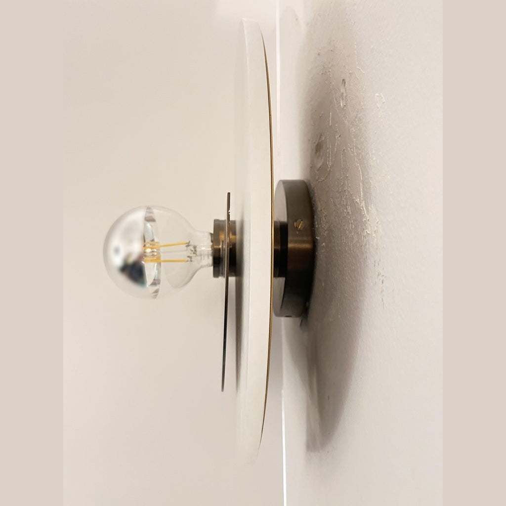 Bespoke Art Deco Style Half Moon Rotating Bronze Sconce in Alabaster