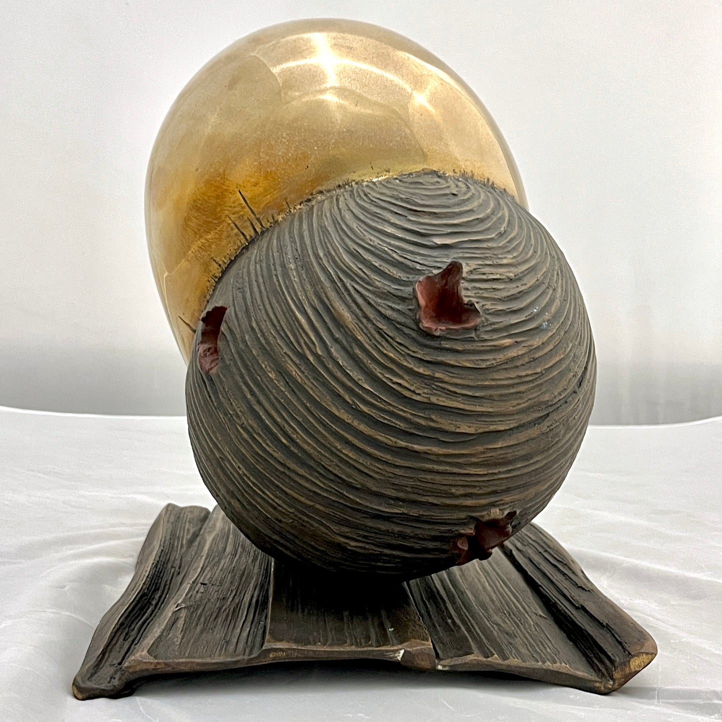 Monica Foglia Italian Modern Polished Gold & Textured Bronze Heart Sculpture