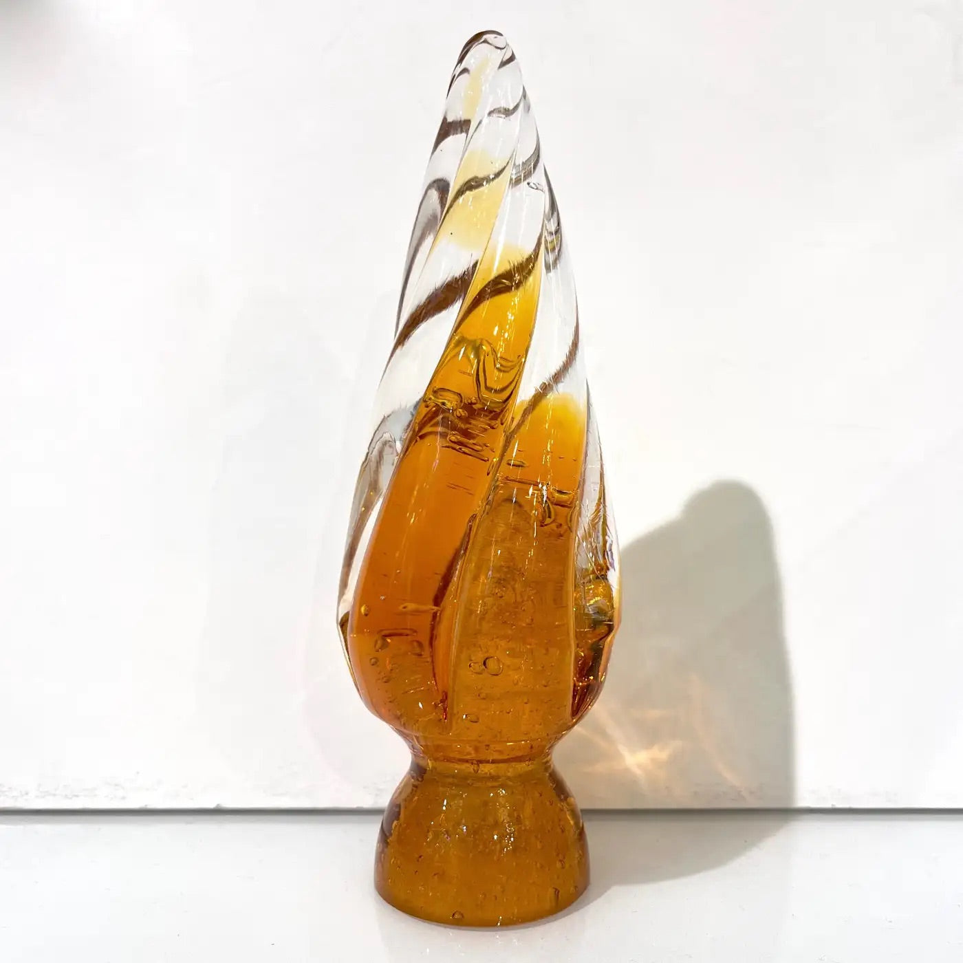 Formia Italian Vintage Amber Gold Crystal Murano Glass Christmas Tree Sculpture