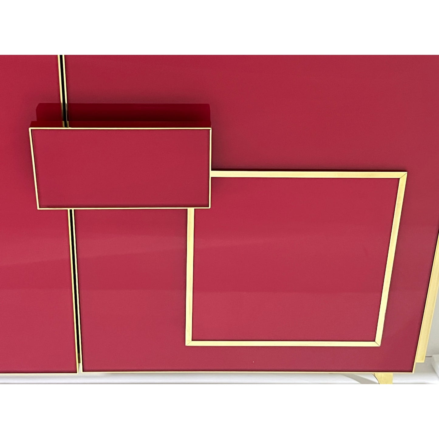 Modern Italian Pink Purple Glass Geometric Postmodern Brass Cabinet Sideboard