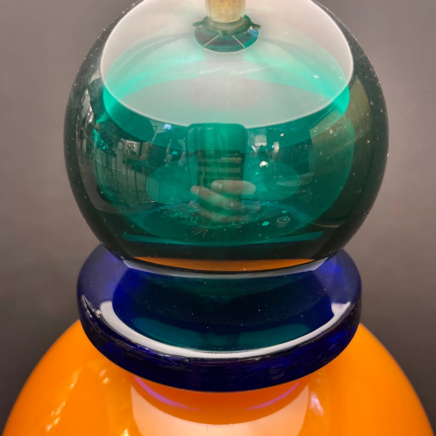 Postmodern Italian Memphis Style Green Blue White Orange Murano Glass Lamps