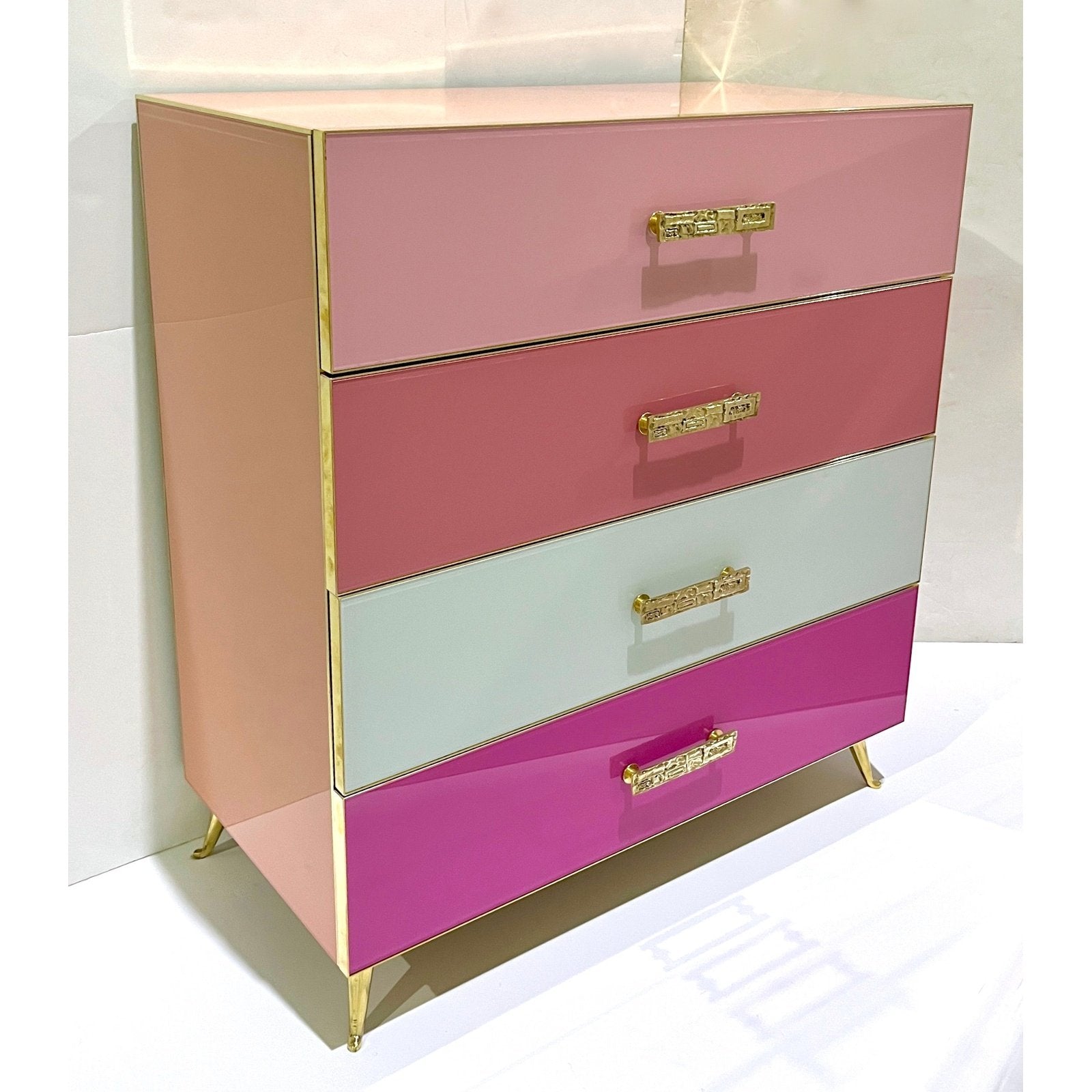 modern pink dresser Garvee Pink Dresser Modern 3 Drawer Dresser for Bedroom with Gold Handle and Large Drawer Wood Double Chest of Drawers and Storage Organizer for Living Room Hallway Entryway in the Dressers department