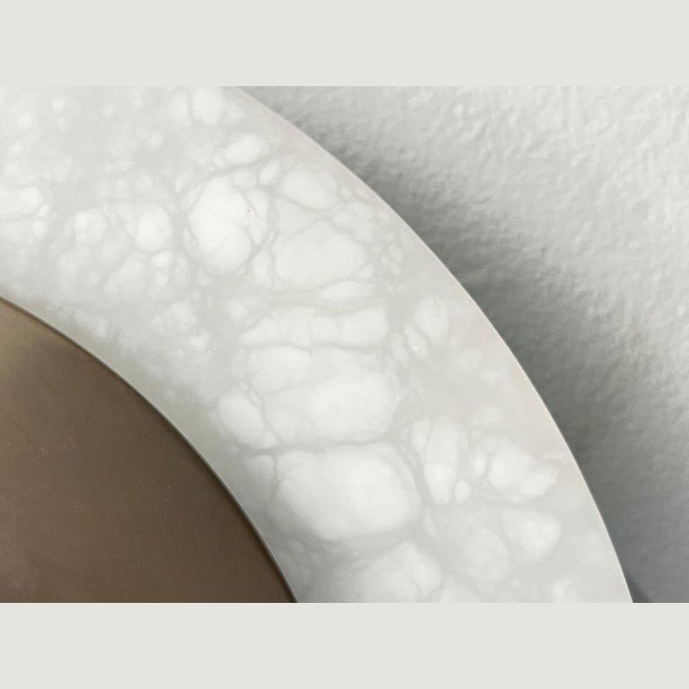 Bespoke Art Deco Style Half Moon Rotating Bronze Sconce in Alabaster