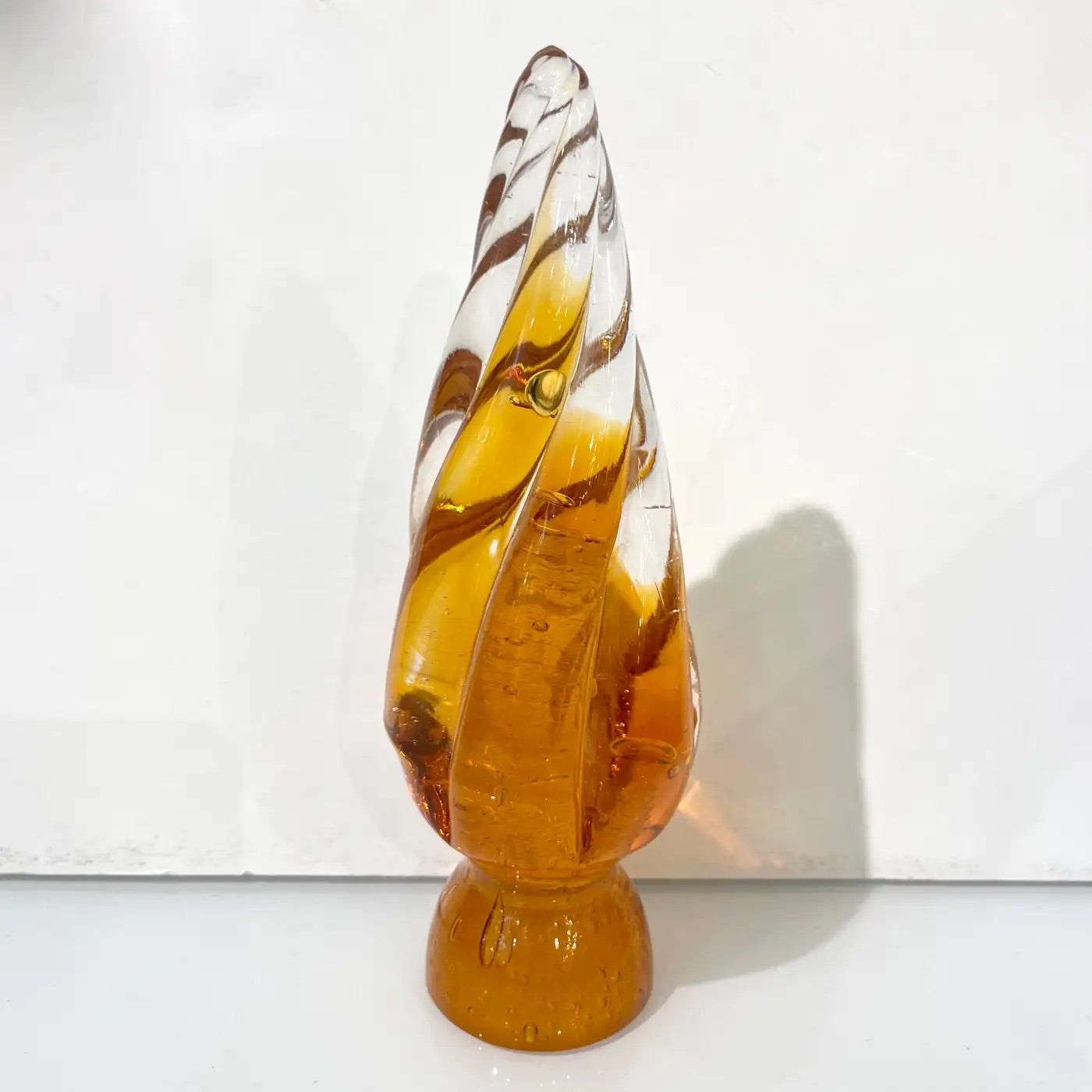 Formia Italian Vintage Amber Gold Crystal Murano Glass Christmas Tree Sculpture