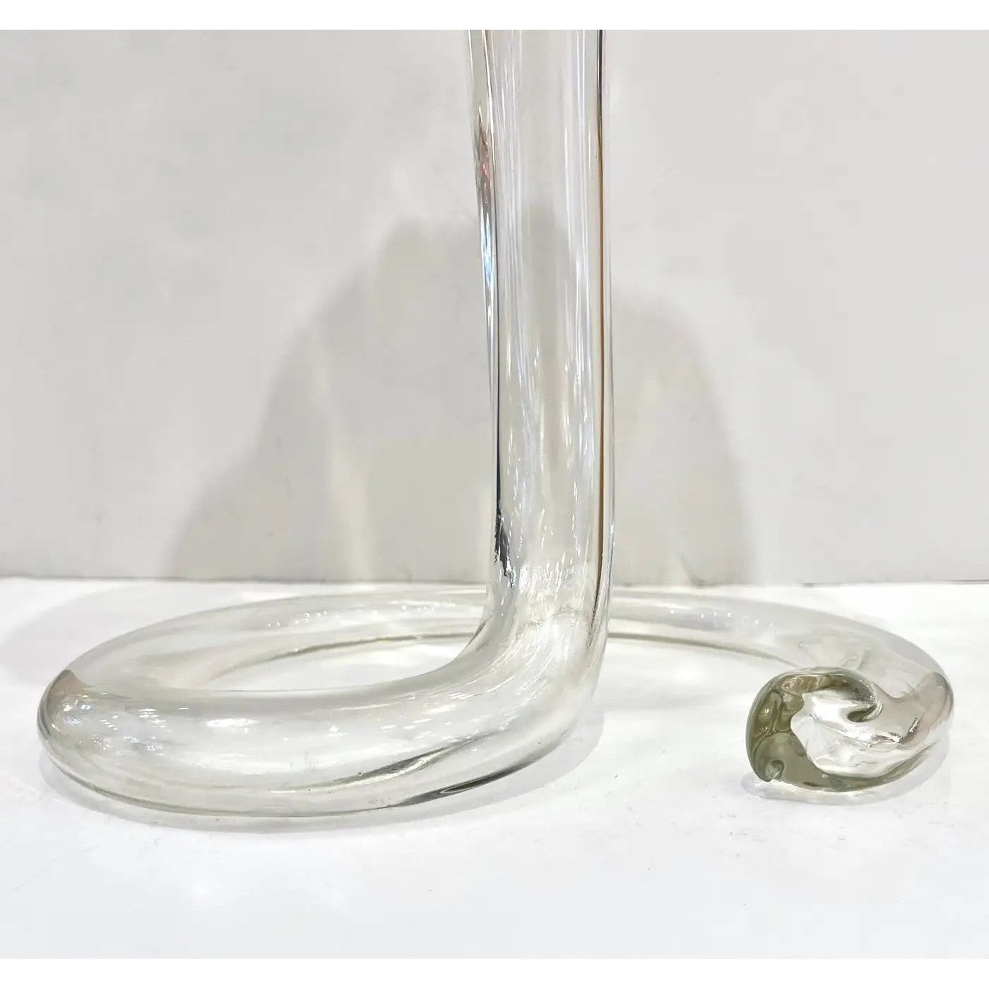 1940s Antique Italian Art Deco Amber Gold Crystal Murano Glass Tall Lily Vase