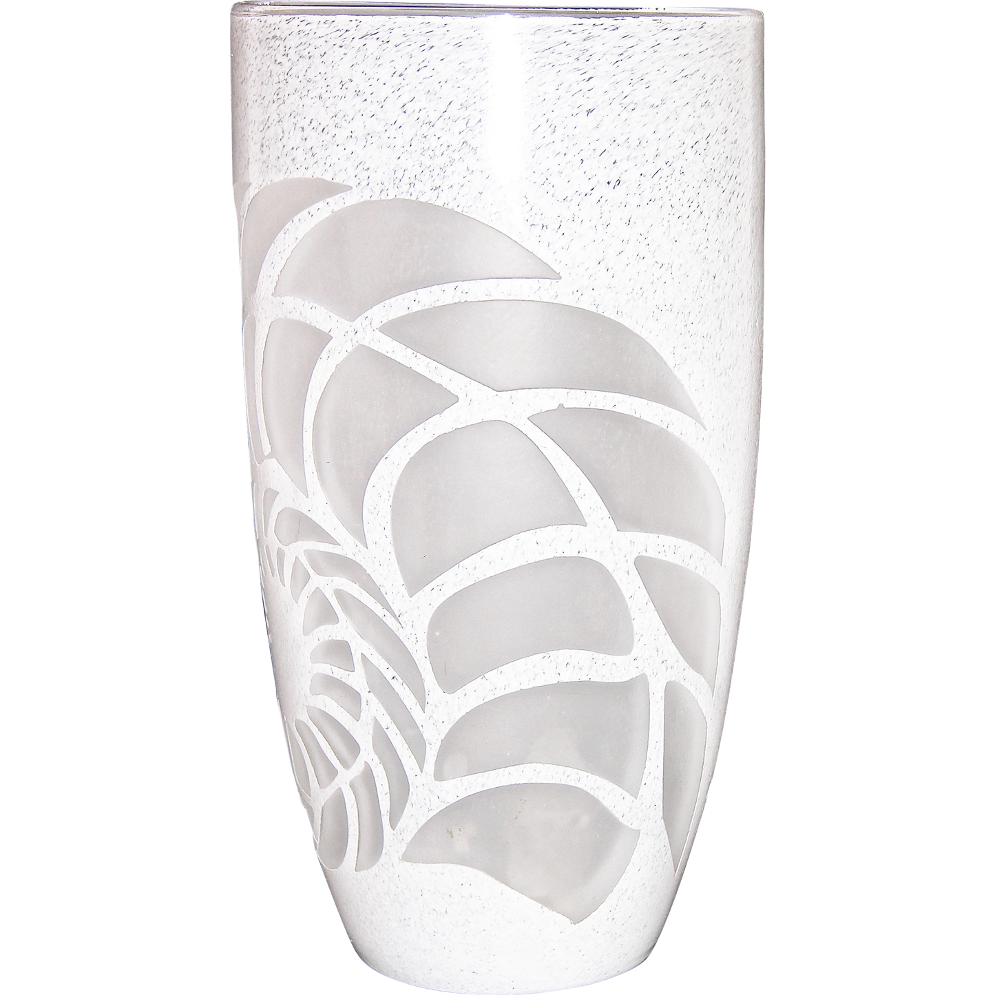 White Textured Murano Glass Vase with Fern Decor