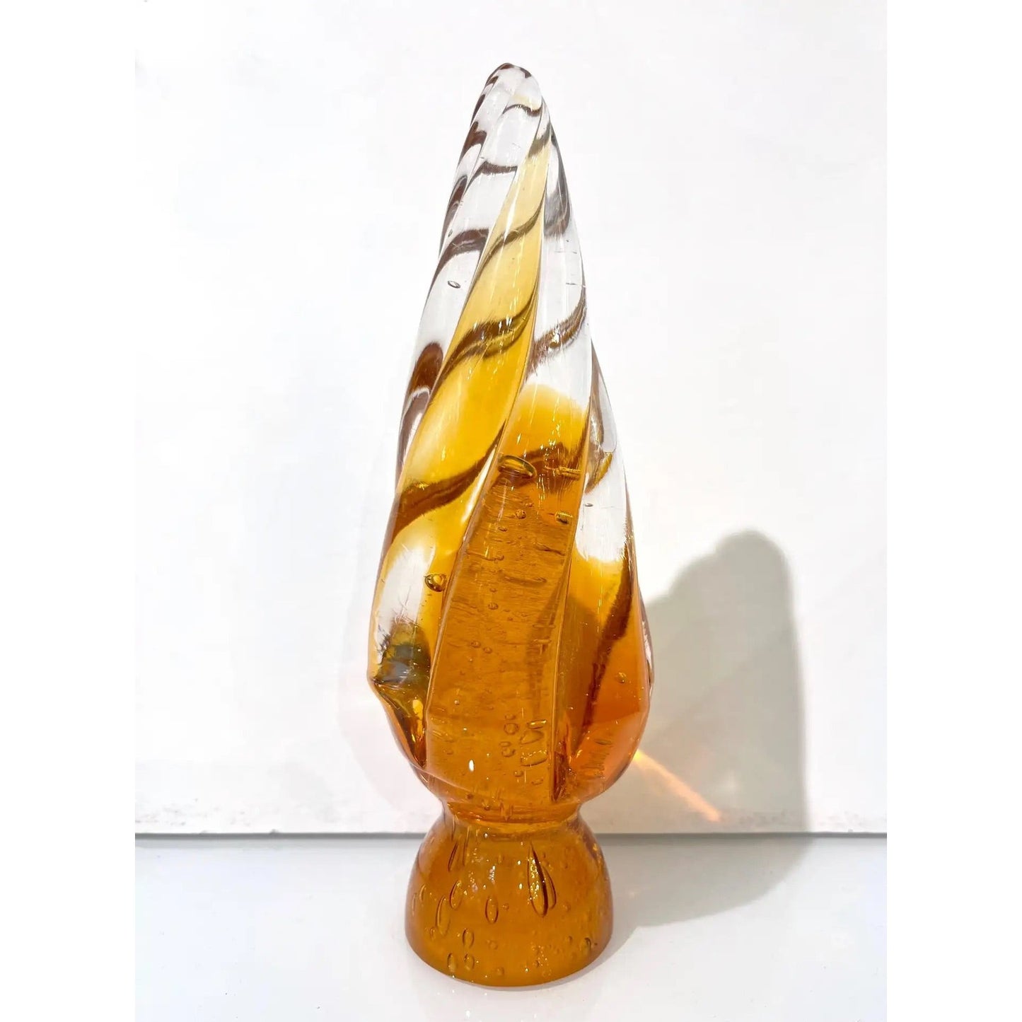 Formia Italian Vintage Amber Gold Crystal Murano Glass Christmas Tree Sculpture