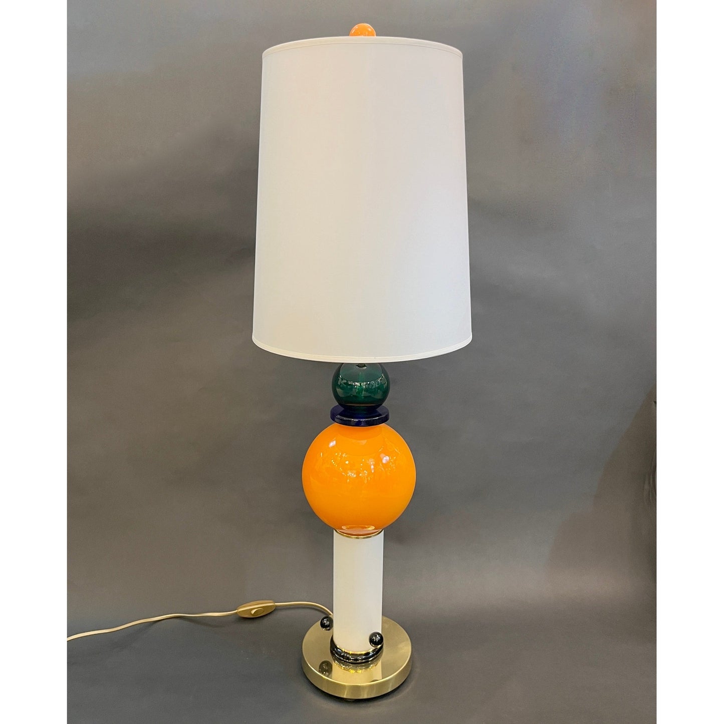 Postmodern Italian Memphis Style Green Blue White Orange Murano Glass Lamps