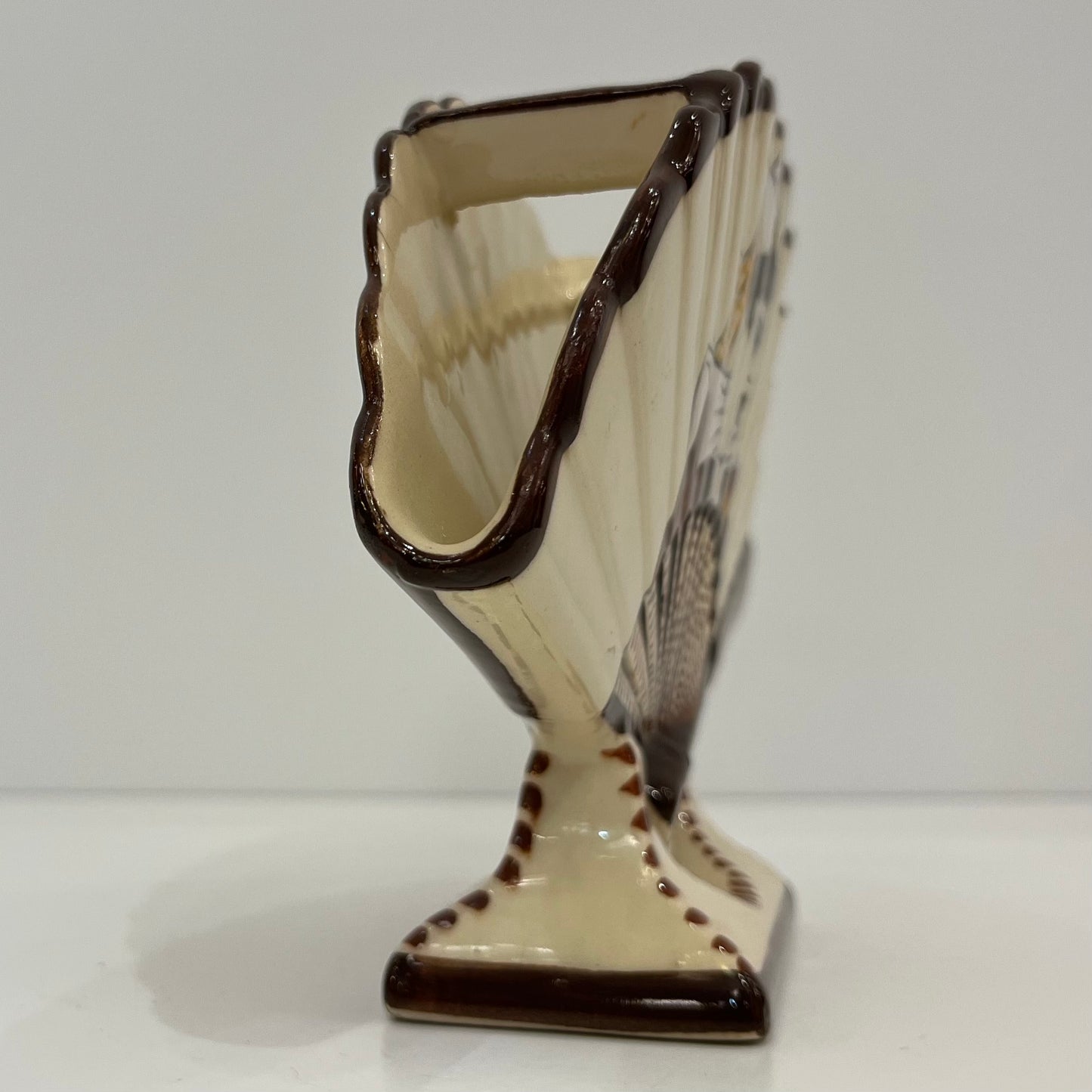 1930s French Signed Henriot Quimper Faience Yellow Fan Breton Man Woman Decor