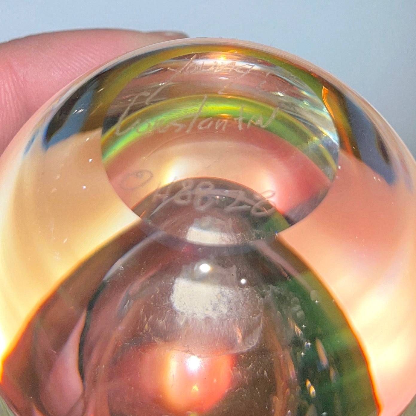 1980s Young Constantin Modern Crystal Pink Murano Glass Ovoid Flower Vase