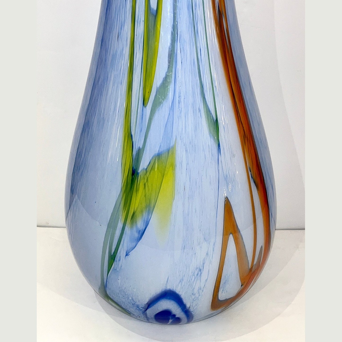 Modern Monumental Blue White Yellow Green Orange Murrine Huge Murano Glass Vase