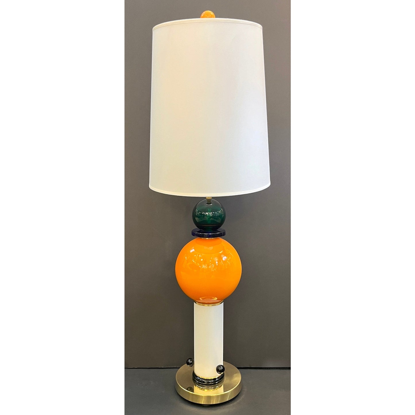 Postmodern Italian Memphis Style Green Blue White Orange Murano Glass Lamps